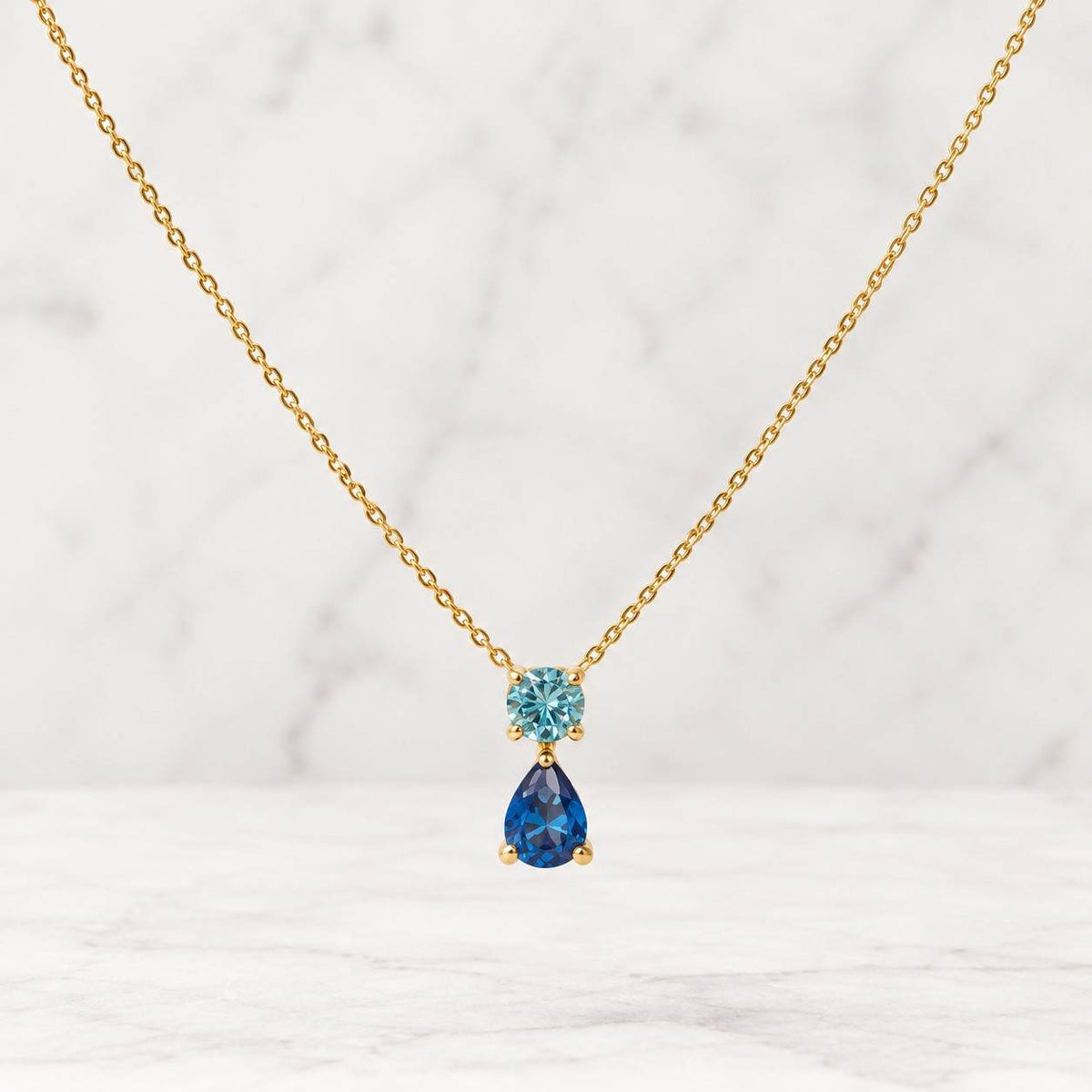 3.0 carat pear cut aquamarine necklace, aquamarine/diamond silver necklace, adjustable 16-18" cable chain, march birthstone

