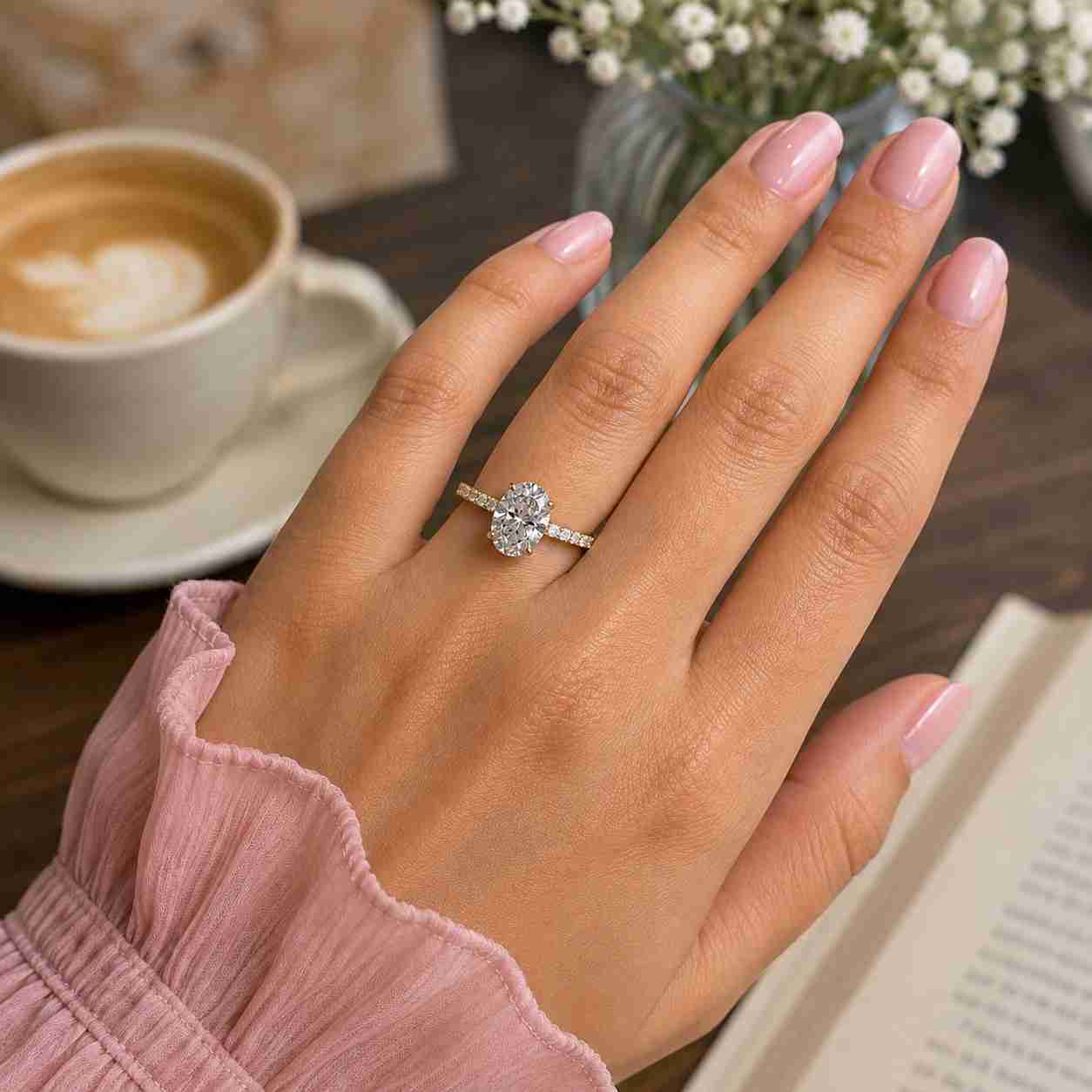 3.0 ct oval cut lab grown diamond ring, cvd diamond engagement ring