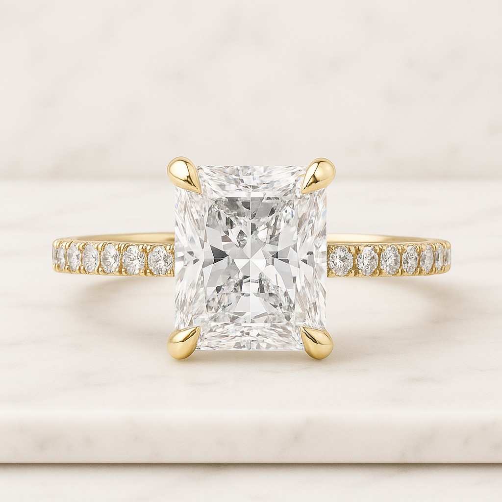 Genuine Lab Grown Diamond Ring Set 0.50 To 5.00 CT Radiant Cut Diamond Solitaire Ring