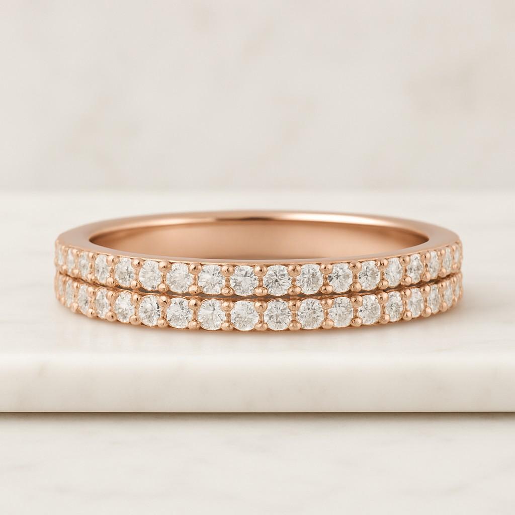 Round cut Lab Grown Diamond Band Full Eternity Eco Friendly Diamond Wedding Band 14k Yellow Gold Stacking Diamond Band For Her