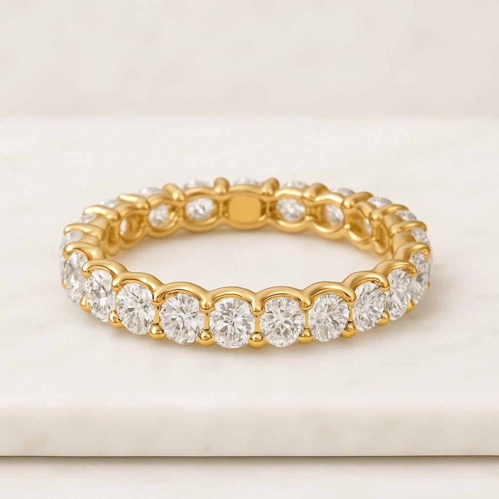 3.50MM Brilliant Round Cut Lab Grown Band U Prong Set Full Eternity Wedding Band Matching Band For Engagement Ring