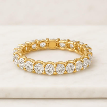 3.50MM Brilliant Round Cut Lab Grown Band U Prong Set Full Eternity Wedding Band Matching Band For Engagement Ring