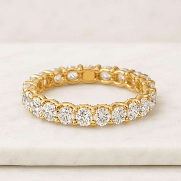 3.50MM Brilliant Round Cut Lab Grown Band U Prong Set Full Eternity Wedding Band Matching Band For Engagement Ring