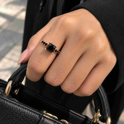 3.50 CT Princess Cut Lab Grown Diamond Ring Pave Solitaire Engagement Ring High Setting Wedding Anniversary Ring for Gift 10K 14K 18K Gold
