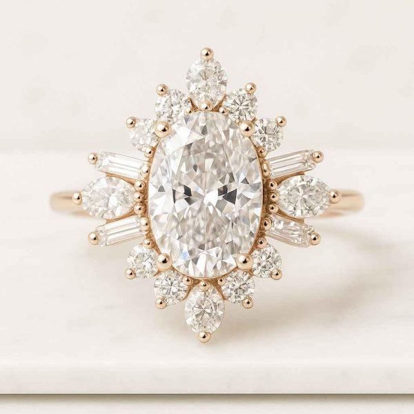 3.50 Carat Halo Oval Cut Engagement Rings Oval Cut Diamond Halo Ring Oval Cut Moissanite Ring Oval Halo Ring Unique Oval Cut Engagement Ring