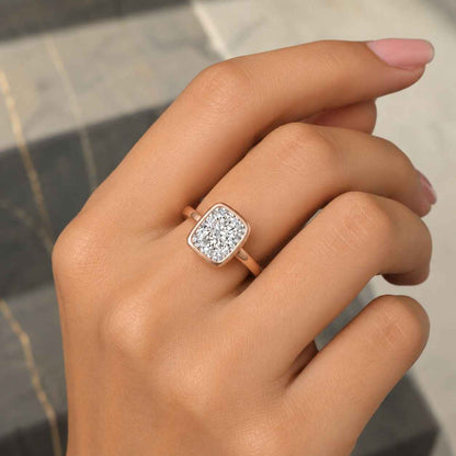3.5 Carat E, VVS2 lab grown Cushion Cut engagement ring ,14K Solid Gold IGI Certified Bezel setting Cushion Diamond Ring