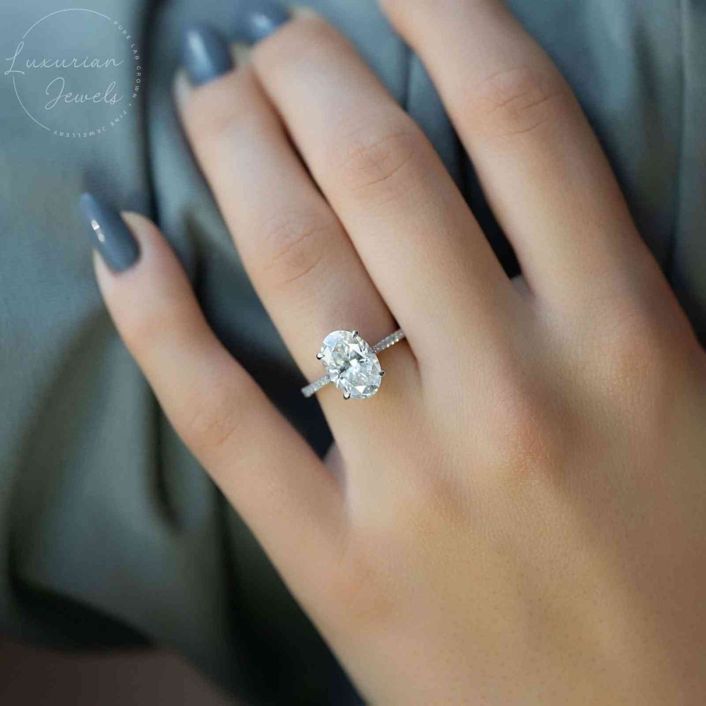 3.6 CT Oval Moissanite Engagement Ring Set, 14k Gold Wedding Ring Set