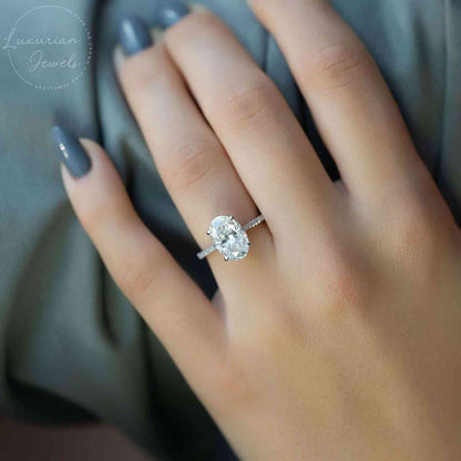 3.6 CT Oval Moissanite Engagement Ring Set, 14k Gold Wedding Ring Set