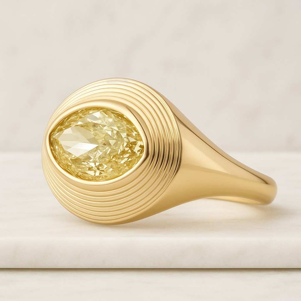 3CT Fancy Vivid Yellow Oval Cut Lab Grown Diamond Engagement Ring 14K Solid Gold Hidden Halo Half Eternity Band Anniversary Gift Her