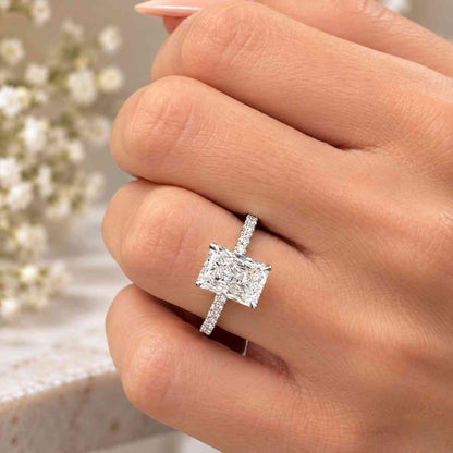 Radiant Cut Lab-Grown Diamond Pave Set Engagement Ring