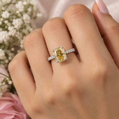 3CT Blue Cushion Cut Lab Grown Diamond Engagement Ring | Halo Pavé Band | IGI Certified
