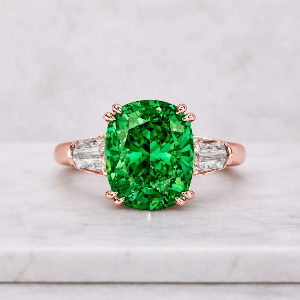 3ct elongated cushion cut 3 stone ring engagement ring