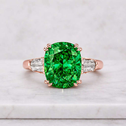 3CT Elongated Cushion Cut 3 Stone Ring Engagement Ring