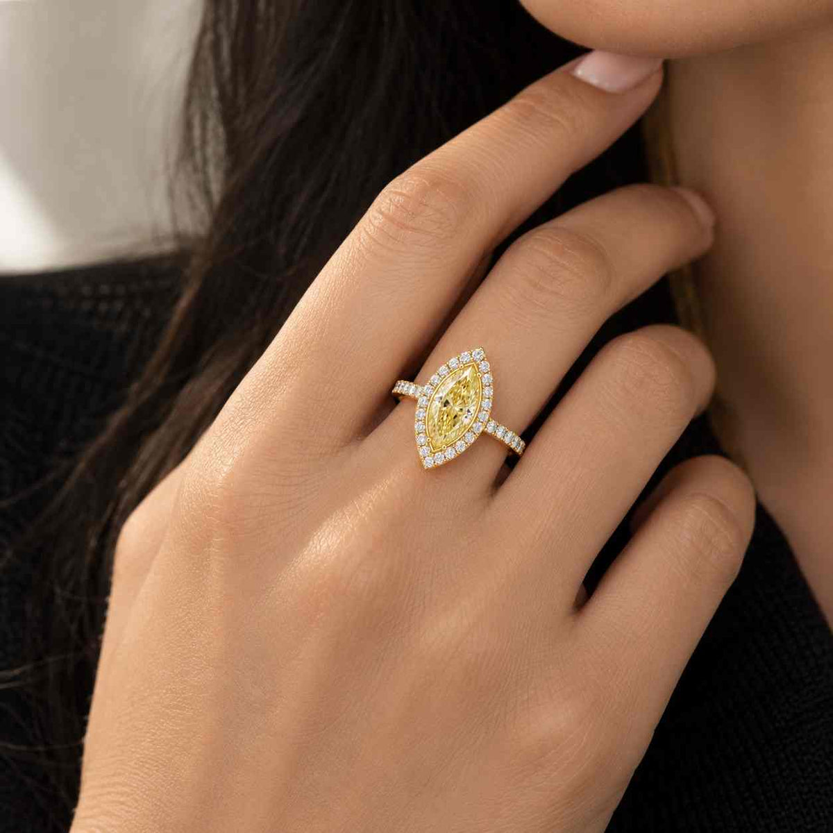 3CT Marquise Cut Lab Grown Diamond Ring | Hidden Halo Engagement Ring | Engraved Vintage Floral Band Ring | Antique Milgrain Marquise Ring