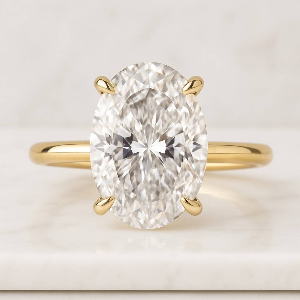 3CT Oval Cut Moissanite Hidden Halo Engagement Ring Dainty Solitaire Ring Moissanite Bridal Ring