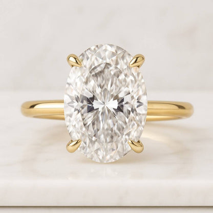 3CT Oval Cut Moissanite Hidden Halo Engagement Ring Dainty Solitaire Ring Moissanite Bridal Ring
