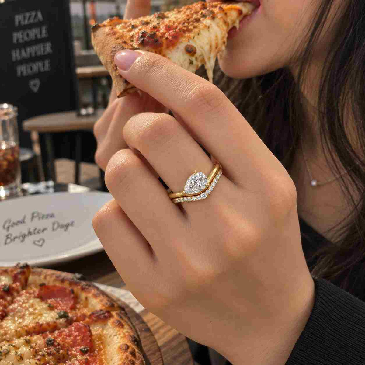 3CT Pear Cut Lab Grown Diamond V Shaped Engagement Ring,Unique Chevron Moissanite Solitaire Promise Ring for Stacking with V Shaped Bands
