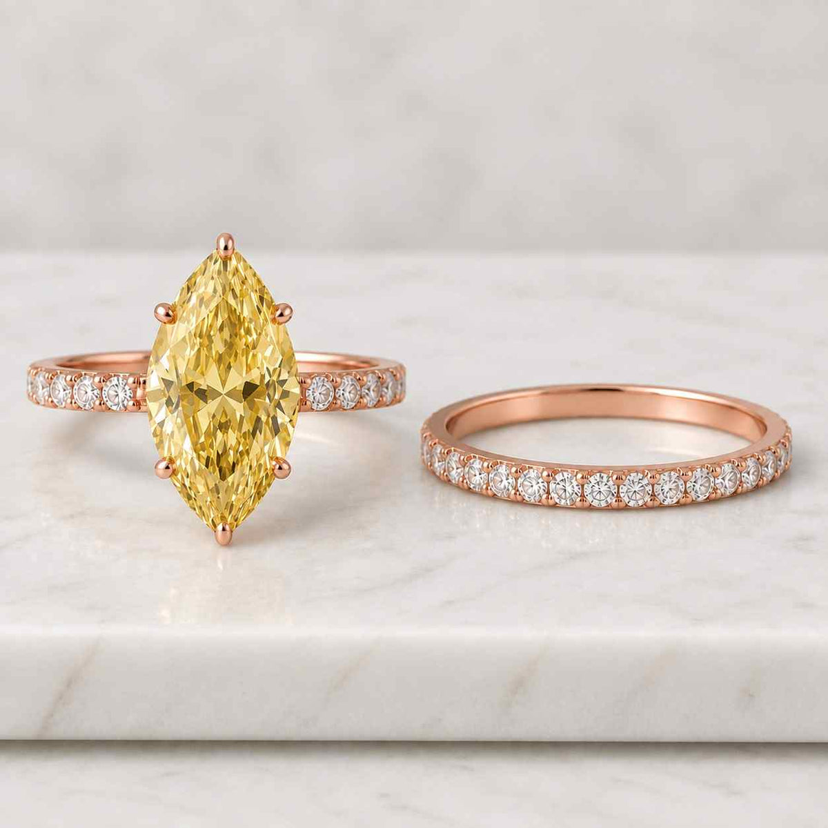 3CT Pear shaped Lab grown Diamond engagement ring set Vintage White gold Marquise wedding ring Bridal set Promise ring Anniversary ring

