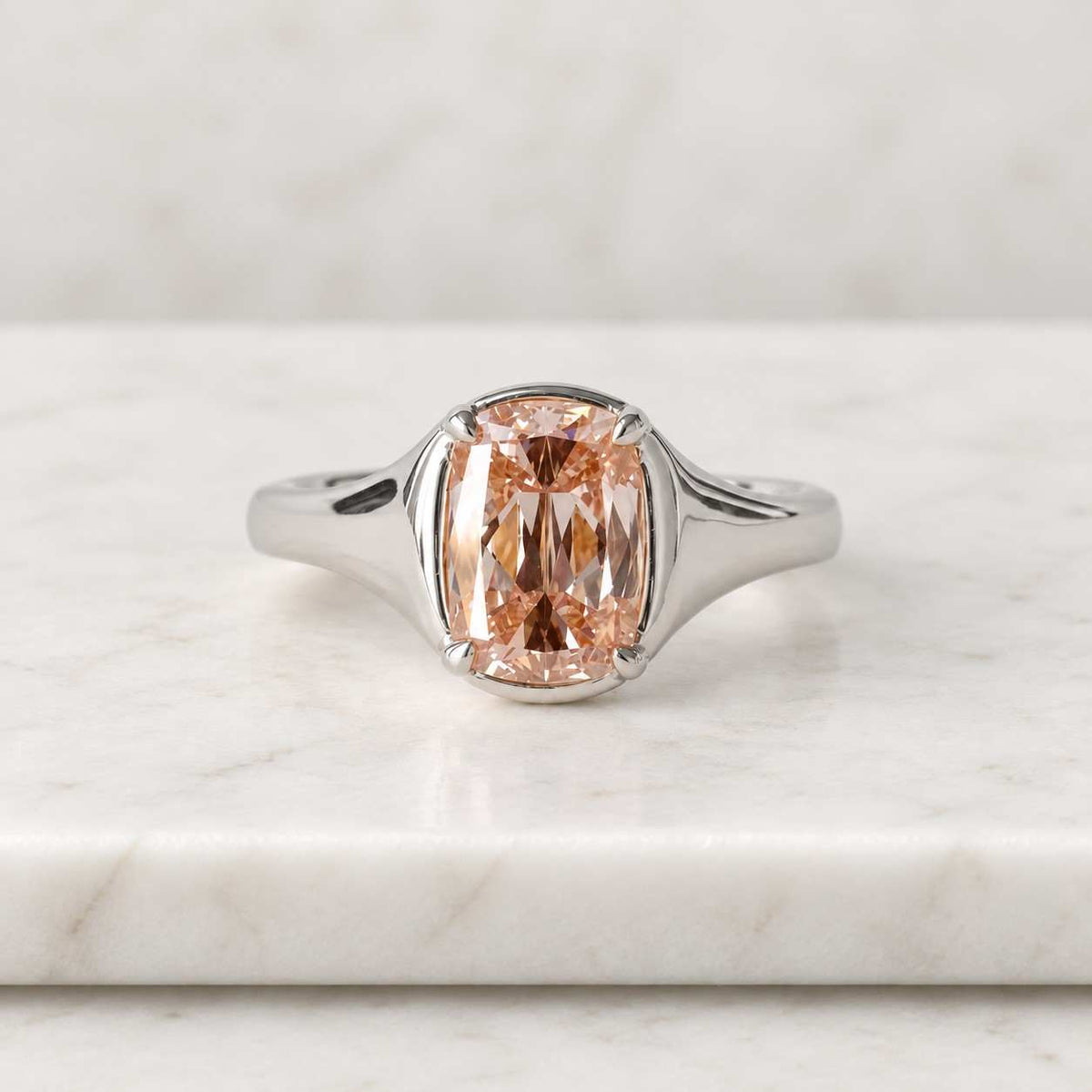 3CT moissanite champagne elongated cushion cut engagement ring with hidden halo, champagne moissanite ring, cushion cut moissanite ring
