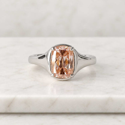 3CT moissanite champagne elongated cushion cut engagement ring with hidden halo, champagne moissanite ring, cushion cut moissanite ring
