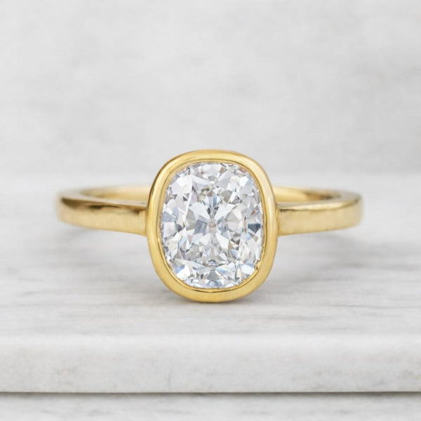 3Ct Old Mine Cushion Diamond Hidden Halo Vintage Engagement Ring