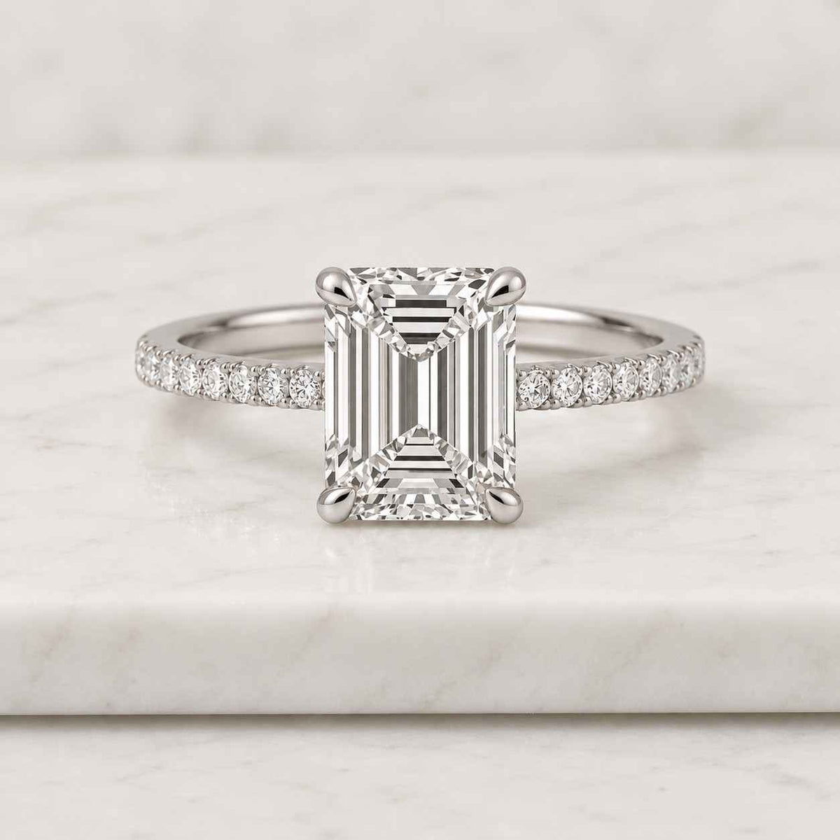 3 CTW Radiant Cut Lab Grown Diamond Engagement Ring | D Colour VVS2 IGI Certified Diamond Ring | Diamond Bridge Setting

