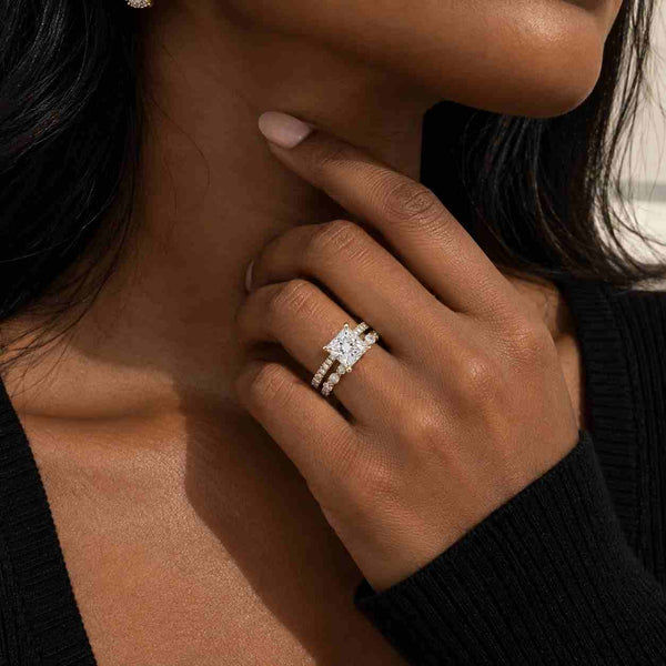 3 CT Lab Grown Diamond Engagement Ring, Princess Cut Diamond Ring, Cluster Bridal Ring, Unique Anniversary Ring, White Gold Ring

