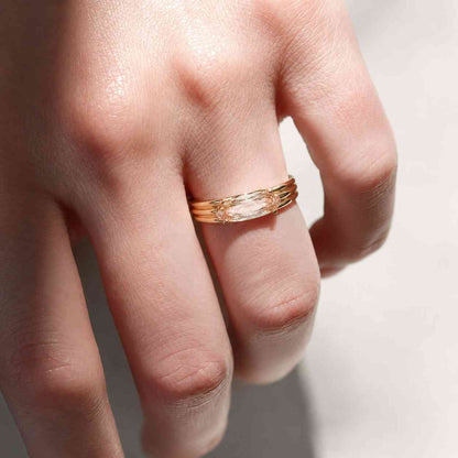3 CT Moval Cut Lab Grown Diamond Ring, Hidden Halo Engagement Ring, 14K Yellow Gold Cathedral Set & Bridge Pave Ring, Wedding Ring Gift
