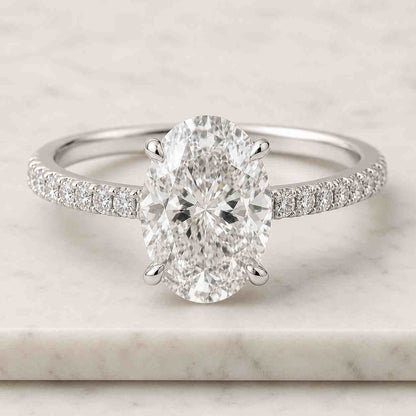 3 CT Oval Cut Lab Grown Diamond Engagement Ring Hidden Halo Wedding Ring Diamond Ring for Women Anniversary Gift Oval Cut Diamond Ring
