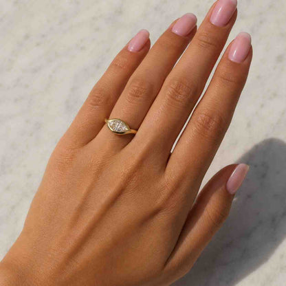 3 CT Oval Cut Lab Grown Diamond Ring Set | Hidden Halo Engagement Ring | Marquise Accent Wedding Band Set | Oval Diamond Bridal Ring Set
