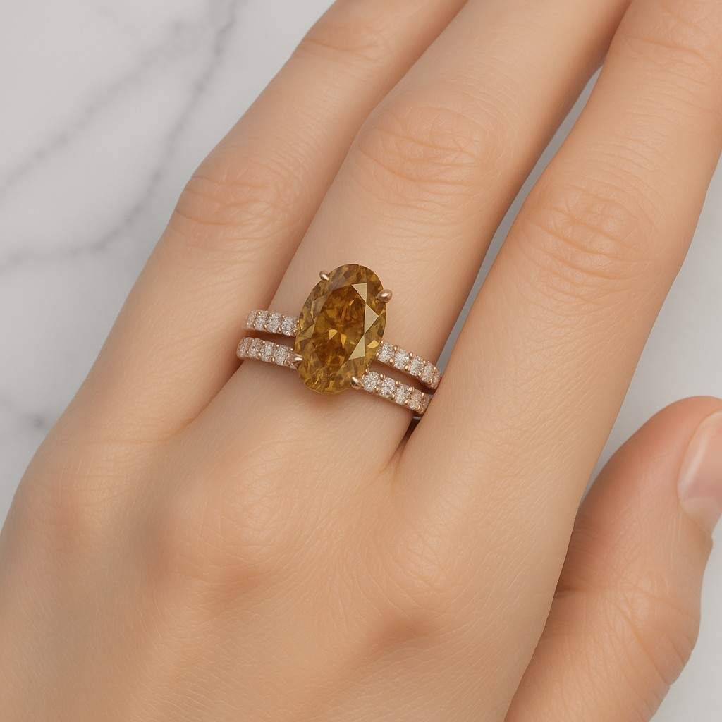 3 CT Oval Cut Moissanite Engagement Bridal Set Ring Gift For Her Wedding Band Promise Ring Set Anniversary Gift Bridal Set Ring For Gift her