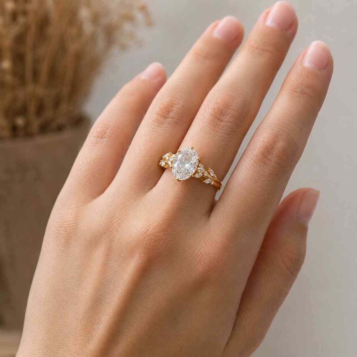 3 ct oval lab grown diamond engagement ring, hidden halo yellow gold solitaire, igi certified oval cut diamond ring for her, statement gift