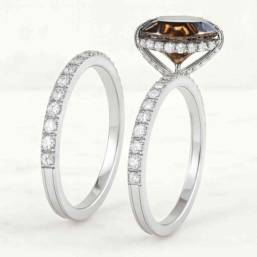 3 CT Pear Cut Moissanite Engagement Bridal Set 14K18K Solid Gold Full Eternity Wedding Pear Band Anniversary Ring Set Gift For Women