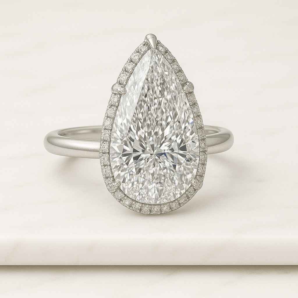 3 ct pear cut moissanite engagement ring 14k 18k solid gold, hidden halo pave ring twisted band bridal ring, anniversary ring gift for mom