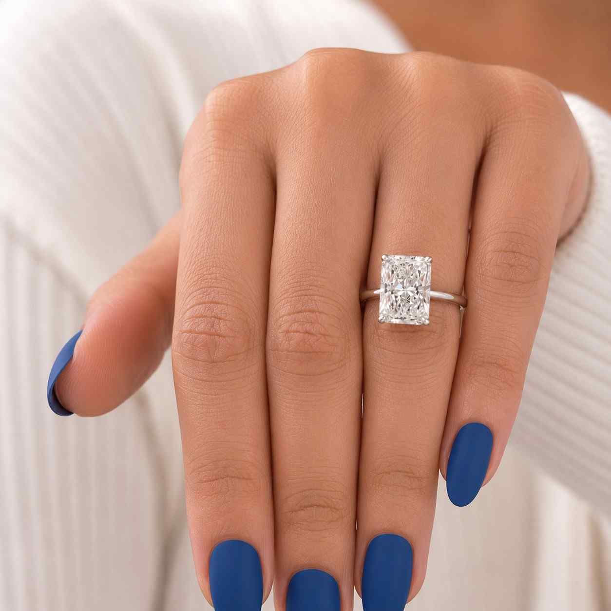 3 CT Radiant Cut Lab Grown IGI Certified Diamond Engagement Ring: Hidden Halo Solitaire