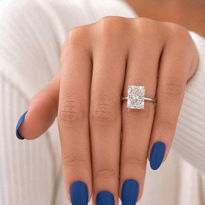 3 CT Radiant Cut Lab Grown IGI Certified Diamond Engagement Ring: Hidden Halo Solitaire