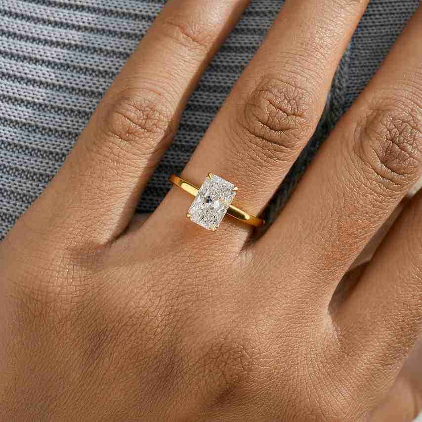 3 ct radiant cut lab grown igi certified diamond engagement ring: hidden halo solitaire