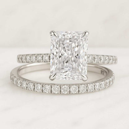 3 CT Radiant Cut Moissanite Engagement Ring Hidden Halo Ring Anniversary Gift For Wife