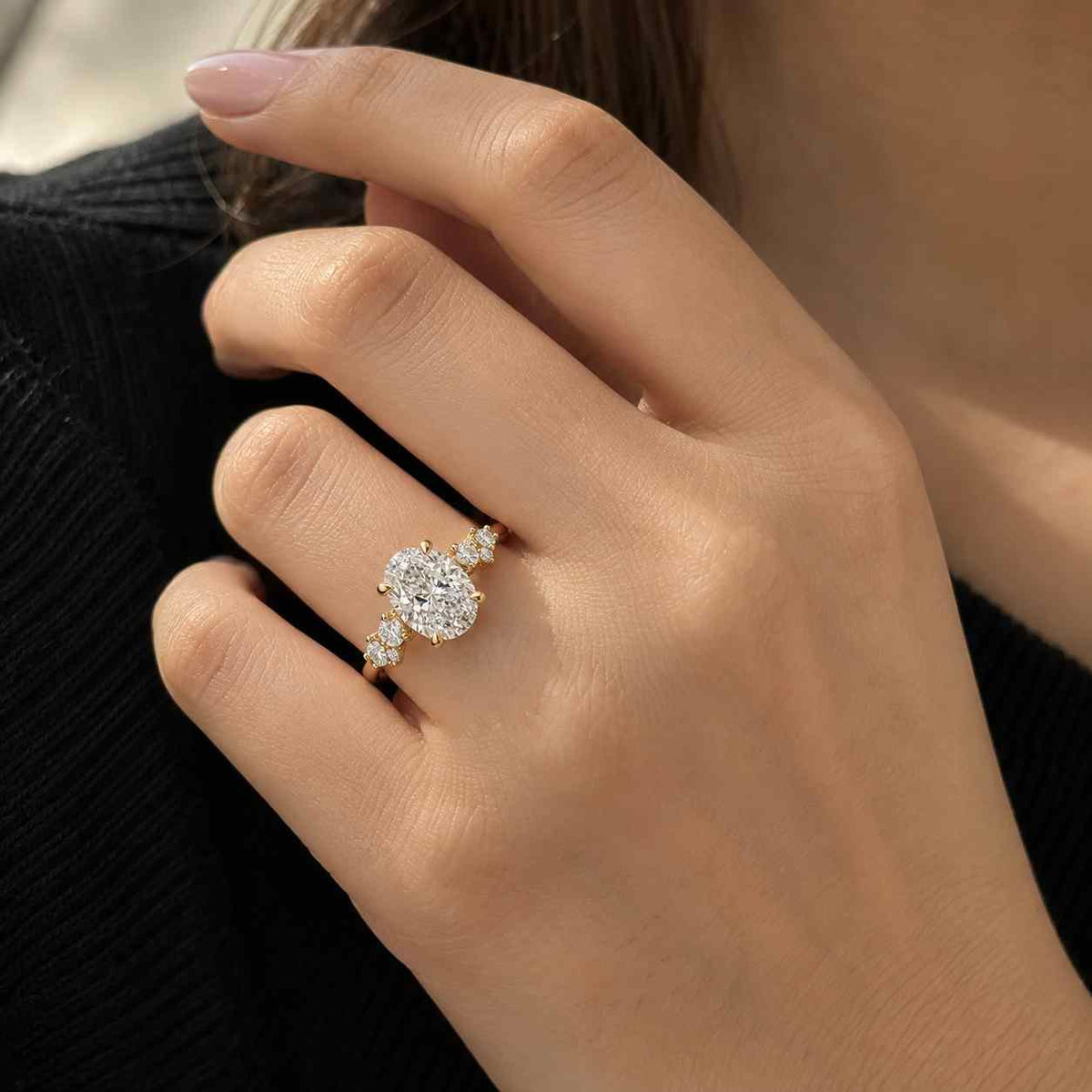 3 CT Trilogy lab created Engagement Ring, Oval Cut Diamond Ring, D, VVS2 three Stone Anniversary Ring, Unique Promise ring, Gift for Her.
