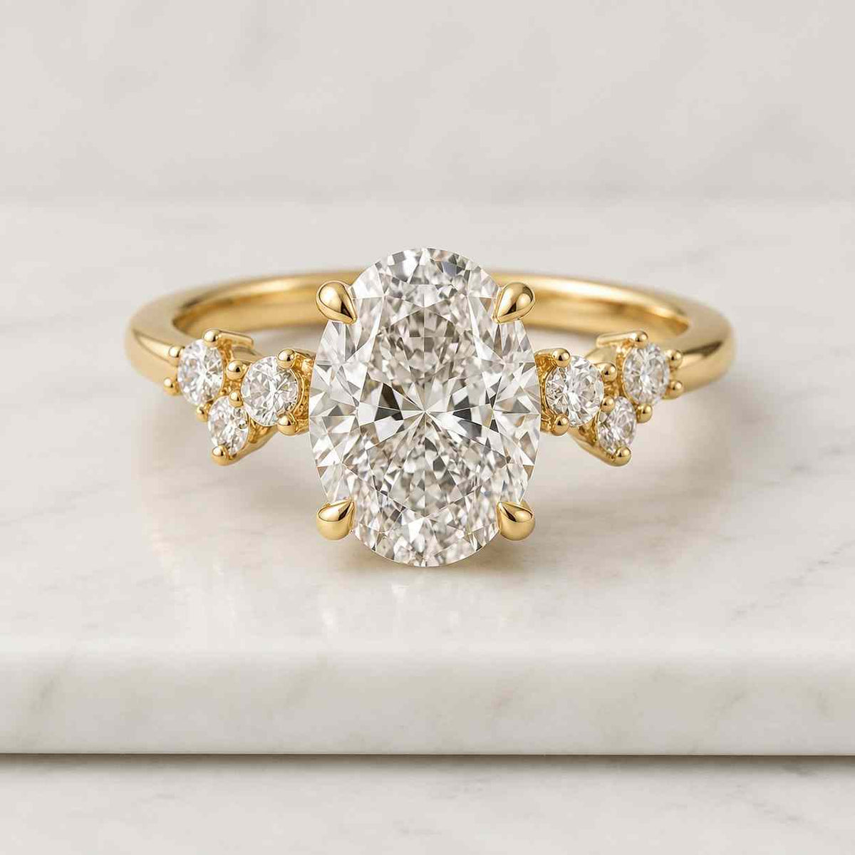 3 CT Unique Oval Cut Solitaire Side Marquise Moissanite Engagement Ring Solid Gold Ring Gift For Her Wedding Ring Anniversary Ring Gift Her
