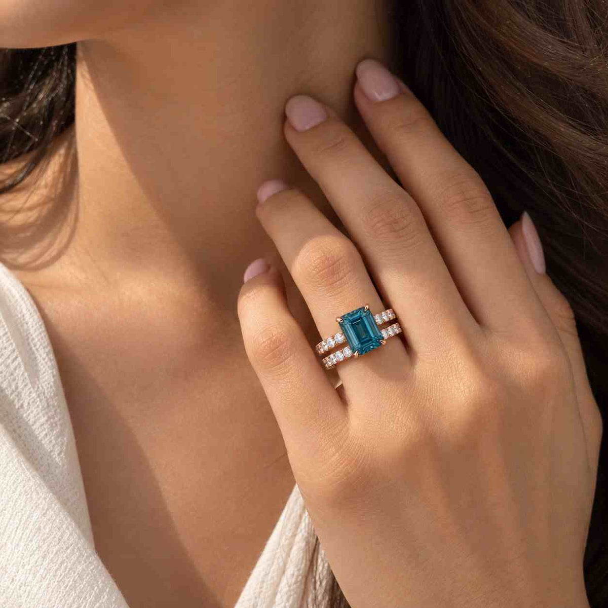 3 Carat Emerald Cut Lab Grown Diamond Engagement Ring: 14K Gold Bezel Ring, IGI Certified
