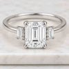 Emerald Cut Lab-Grown Diamond Three Stone Engagement Ring