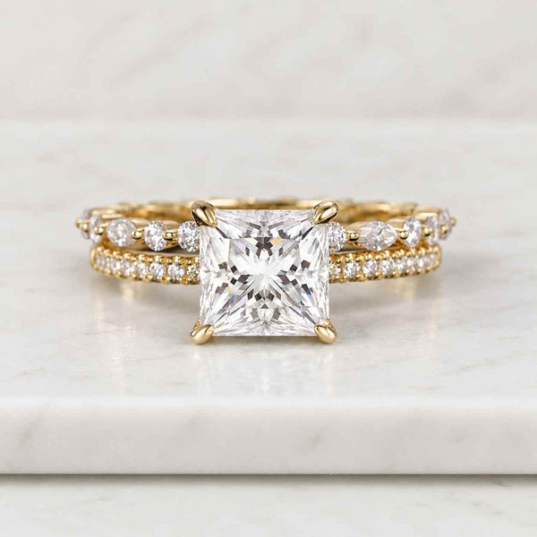 3 Carat Princess Lab Grown Diamond Ring, F/VS1 Princess Lab Created Diamond Ring, IGI Certified Princess Muse Cluster Ring, Anniversary Gift
