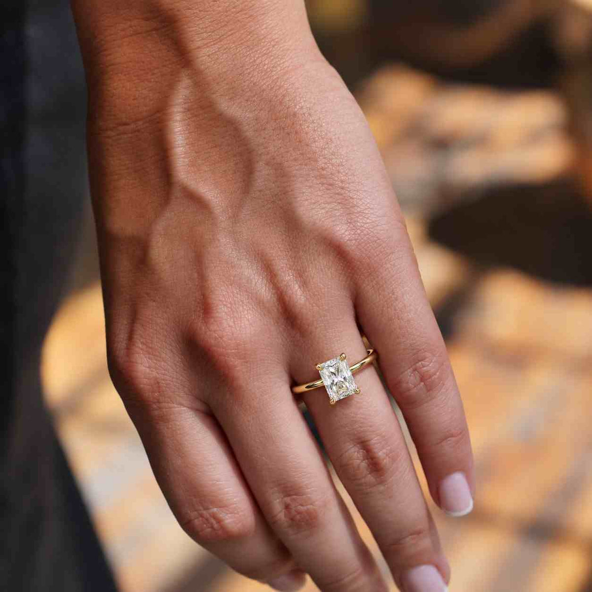 3 Carat Radiant Cut Lab Grown Diamond Engagement Ring, 14K Yellow Gold Solitaire Ring, IGI Certified.
