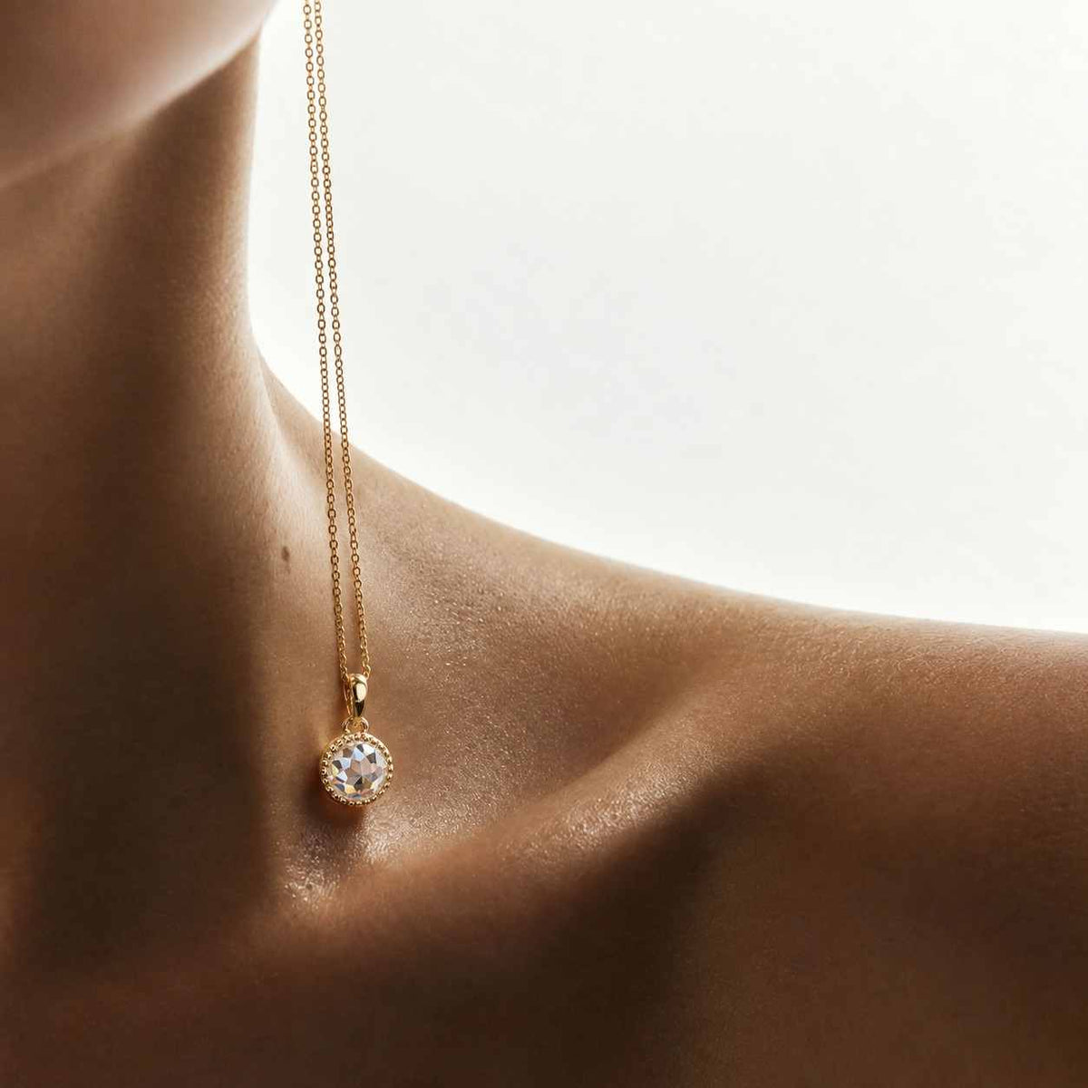 3 Carat Round Moissanite Solitaire Pendant Necklace | 14K Gold Ball Chain Jewelry | Gift For Her
