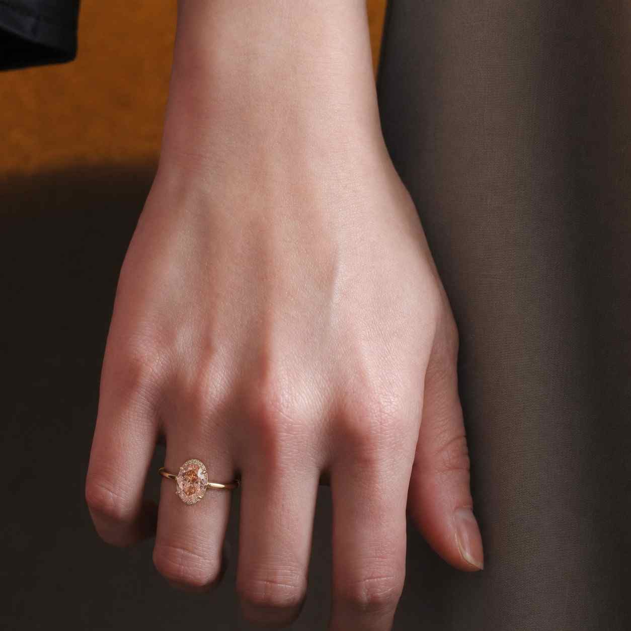 3 ct fancy vivid pink oval lab grown diamond engagement ring, 14k yellow gold hidden halo pave band, wedding ring, igi certified
