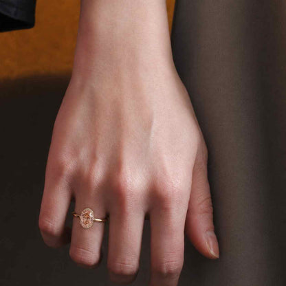 3 Ct Fancy Vivid Pink Oval Lab Grown Diamond Engagement Ring, 14K Yellow Gold Hidden Halo Pave Band, Wedding Ring, IGI Certified
