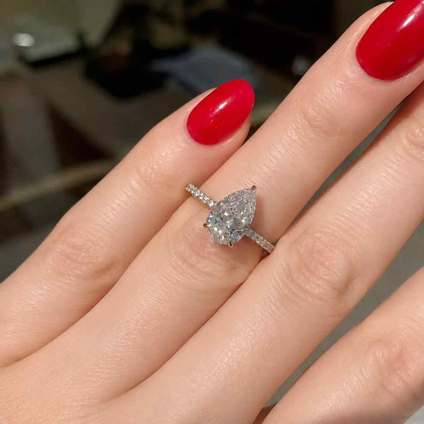 3 Ct Pear Cut Moissanite Engagement Ring