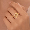 14k Solid Gold Horseshoe Ring with Lab Grown Diamonds