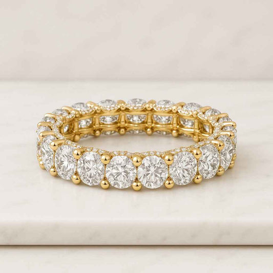 3 MM Round Diamond Eternity Band Lab Created Diamond Wedding Band Three Sided Pave Band Anniversary Ring Gift for Her Stackable Band